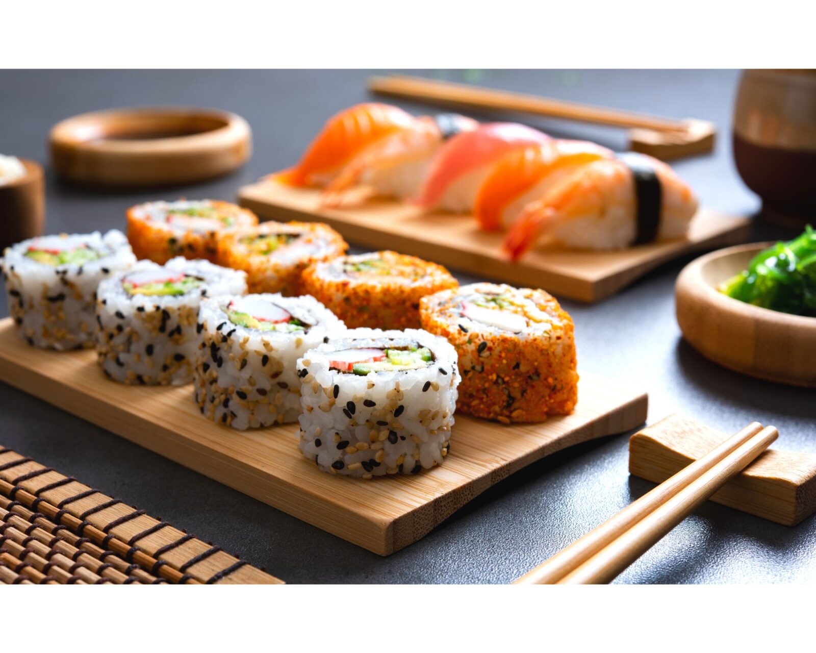 Sushi Arrangement mit Maki und Nigiri Sushi